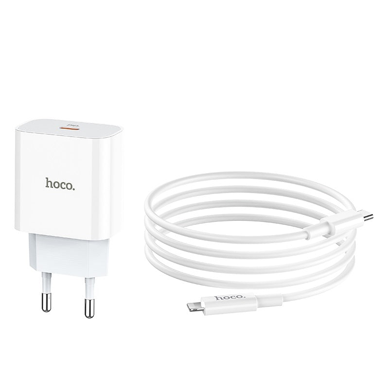 Мережевий зарядний пристрій Hoco C76A Speed source PD3.0 (з кабелем Lightning) Білий