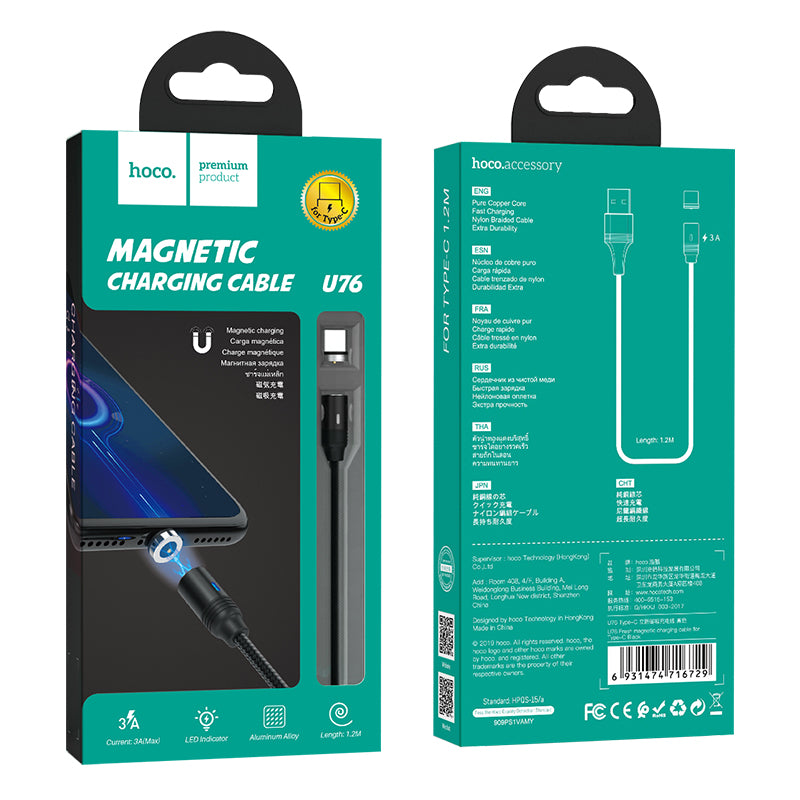 Кабель Hoco U76 Fresh magnetic Type-C 1.2m Чорний