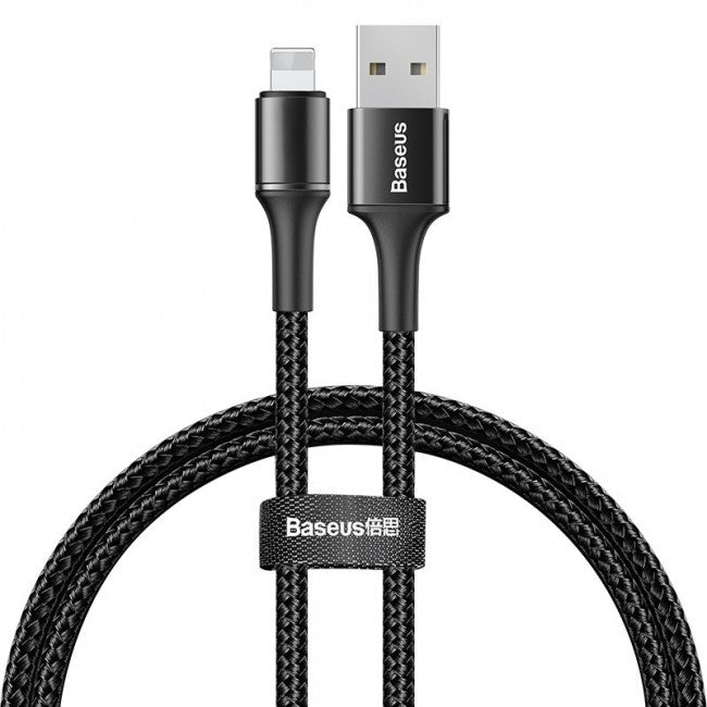 Кабель для iPhone з опліткою Baseus halo USB for Lightning 1.5A 2m Чорний