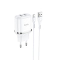 Мережевий зарядний пристрій Hoco N4 (комплект з кабелем MicroUSB) 2USB, 2,4A Білий