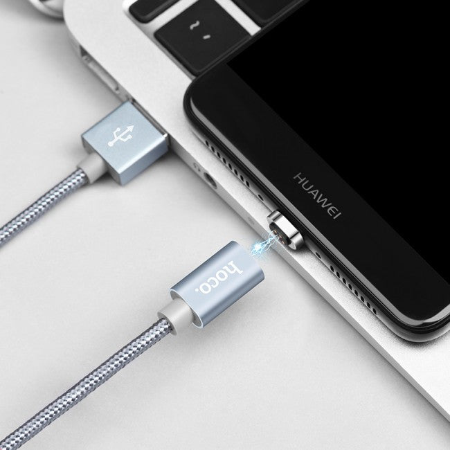 Магнітний кабель Hoco U40A magnetic adsorption charged Type-C 1m Metal Gray