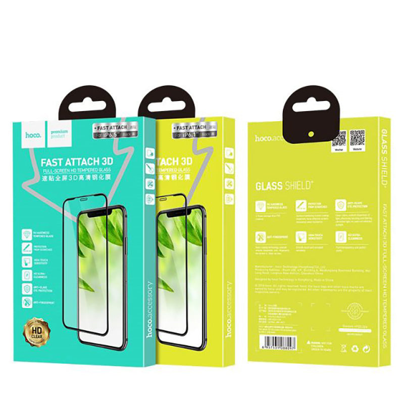 Захисне скло Hoco Fast attach 3D full-screen HD tempered glass for iPhone XS Max