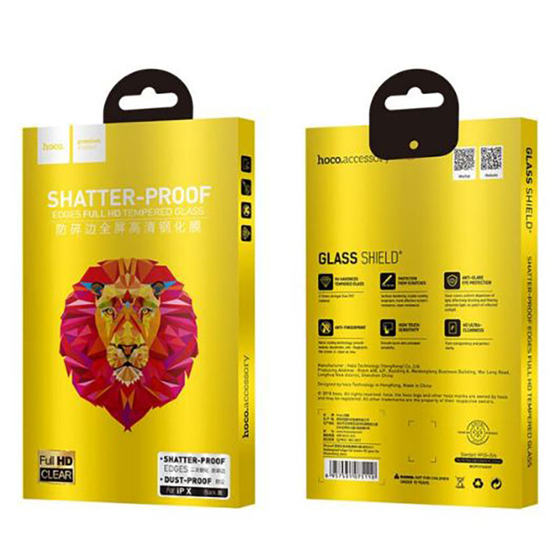 Захисне скло Hoco Shatterproof edges full screen HD glass для iPhone X