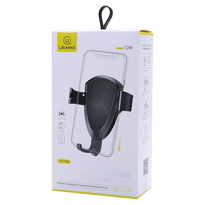 Автодержатель USAMS US-CD45 Wireless Charging Gravity Car Mount Black