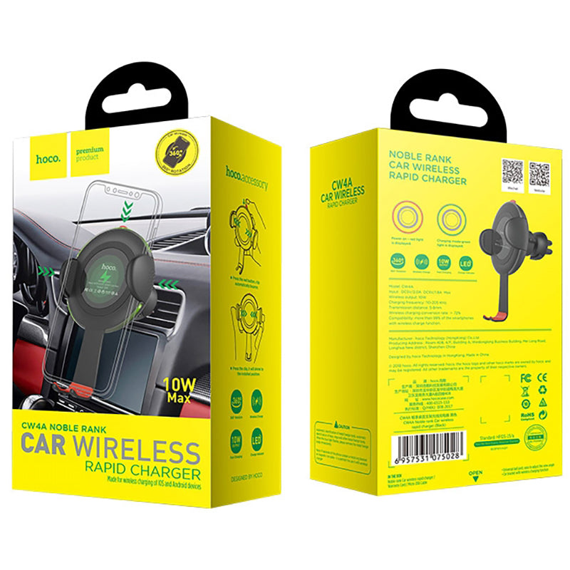 Автодержатель Hoco CW4A Noble rank Car wireless rapid Black