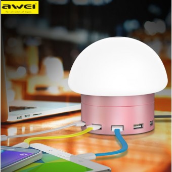 Мережеве зарядне пристрій AWEI C910 LED lamp with 6 USB ports Silver