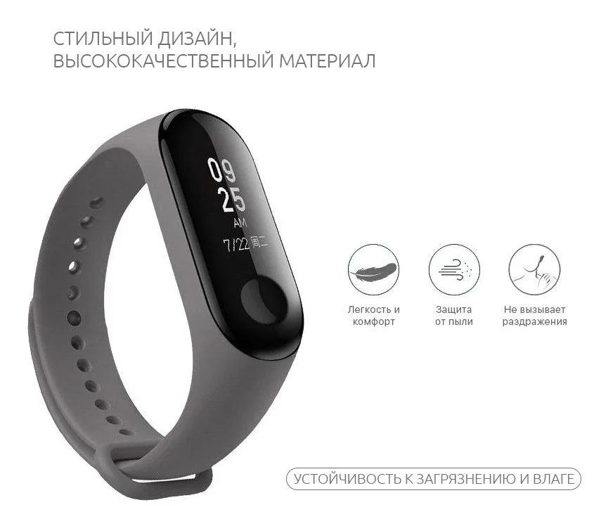 Без бренда Силіконовий ремінець для фітнес браслета Xiaomi Mi Band 3/4 Dark Grey
