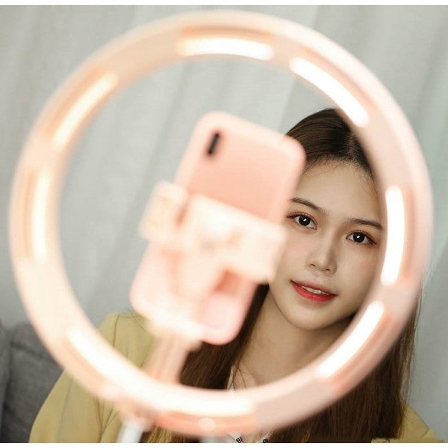 Кільцева LED-лампа для селфі Usams US-ZB120 Stretchable Selfie Ring Light Рожевий