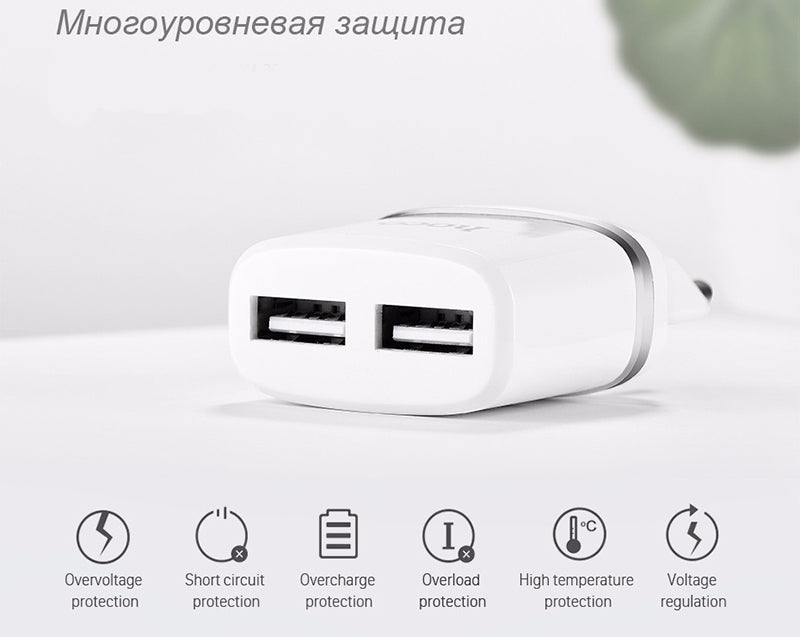 Мережевий зарядний пристрій HOCO C12 2USB 2.4A Black