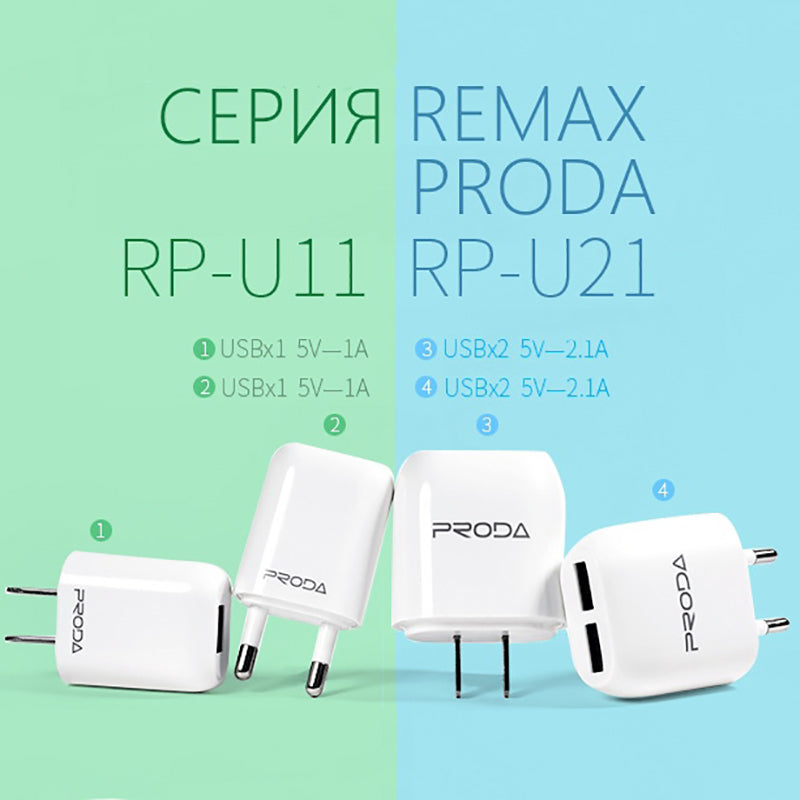 Мережевий зарядний пристрій Remax Proda RP-U11 (1USB 1A) White
