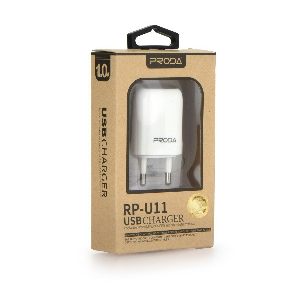 Мережевий зарядний пристрій Remax Proda RP-U11 (1USB 1A) White