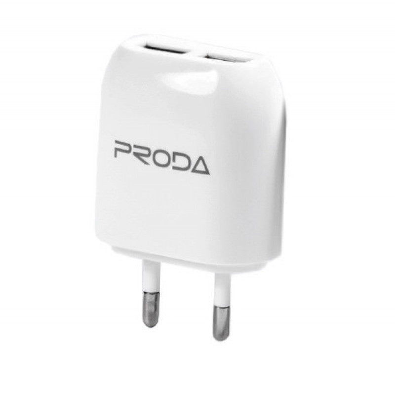 Мережевий зарядний пристрій Remax 2USB 2.1A + Lightning USB Cable RP-U21 White