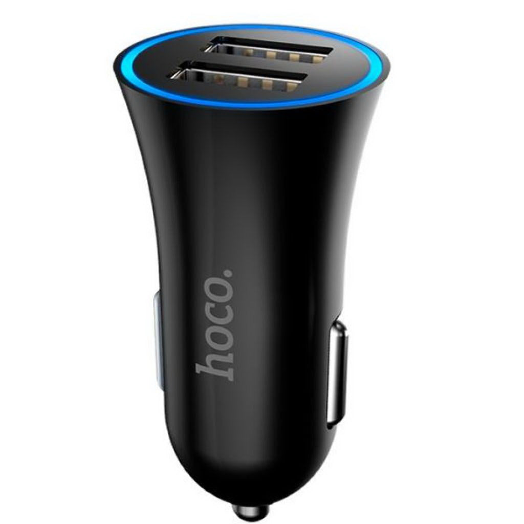 Автомобільний зарядний пристрій Hoco UC204 2.4A 2 USB Black