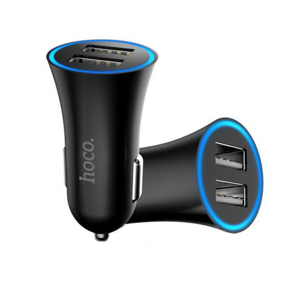 Автомобільний зарядний пристрій Hoco UC204 2.4A 2 USB Black