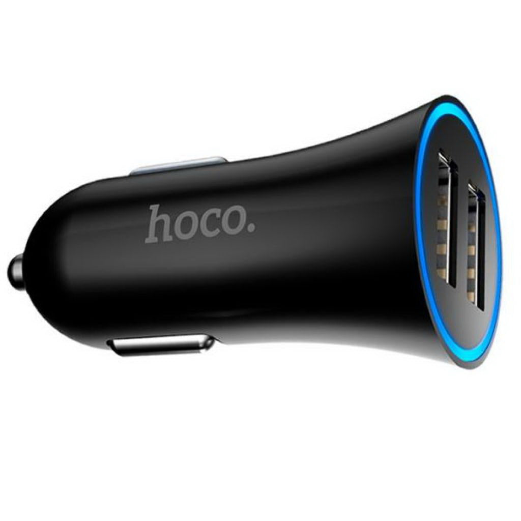 Автомобільний зарядний пристрій Hoco UC204 2.4A 2 USB Black