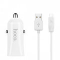 Автомобільне зарядне пристрій Hoco Z12 + Micro USB Cable (2USB 2.4A) Білий