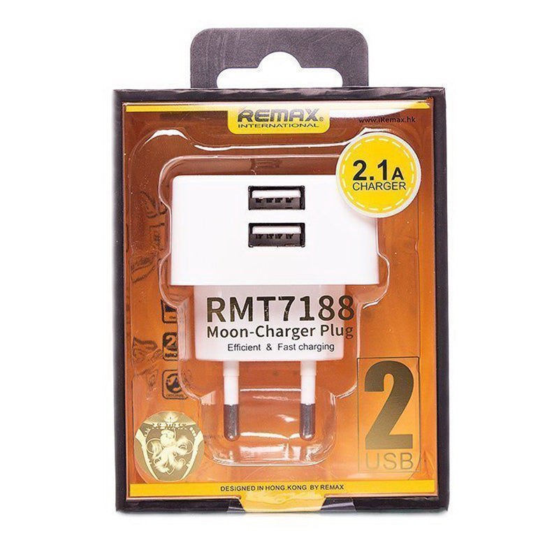 Мережеве зарядне пристрій Remax RMT7188 (2USB 2.1A) White