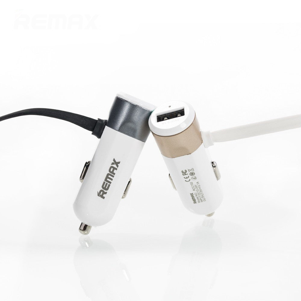 Автомобільний зарядний пристрій Remax Fast 8 RCC102 з кабелем 2 in 1 (1USB 3.4А) Срібний