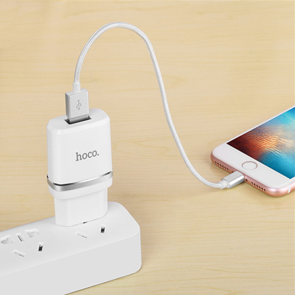 Мережеве зарядне пристрій Hoco C11 + Micro USB Cable (1USB 1А) Білий