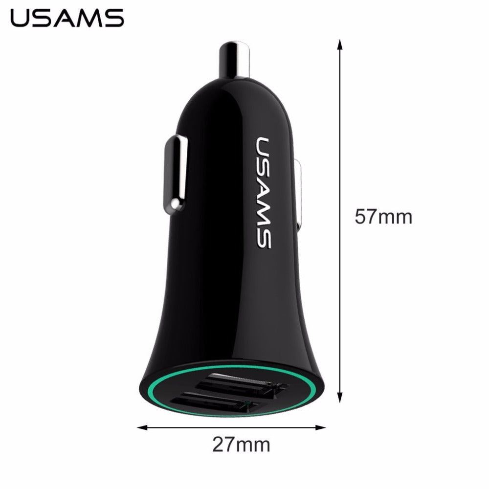 Автомобільний зарядний пристрій Usams US-CC013 (2USB 2.1А) Black