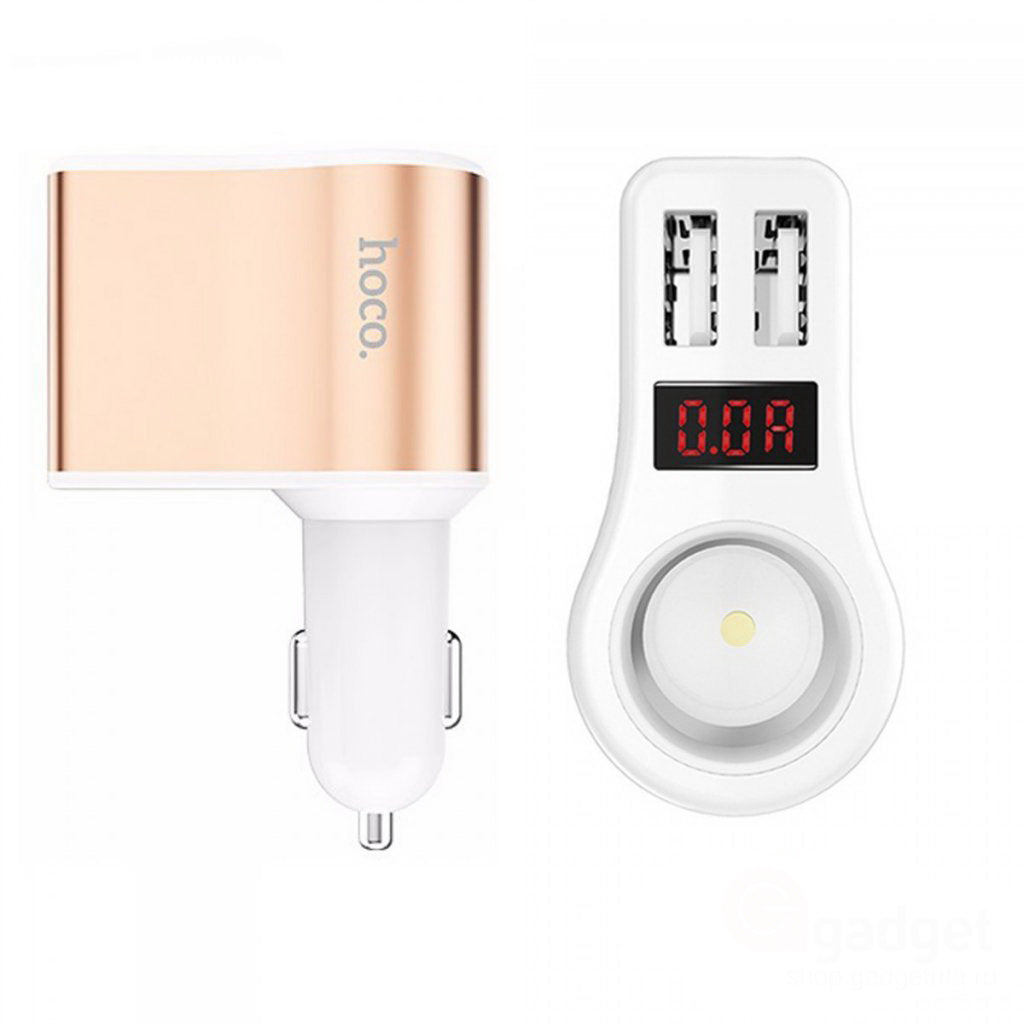 Автомобільне зарядне пристрій Hoco Z10 (2USB 2.1А LCD) Білий