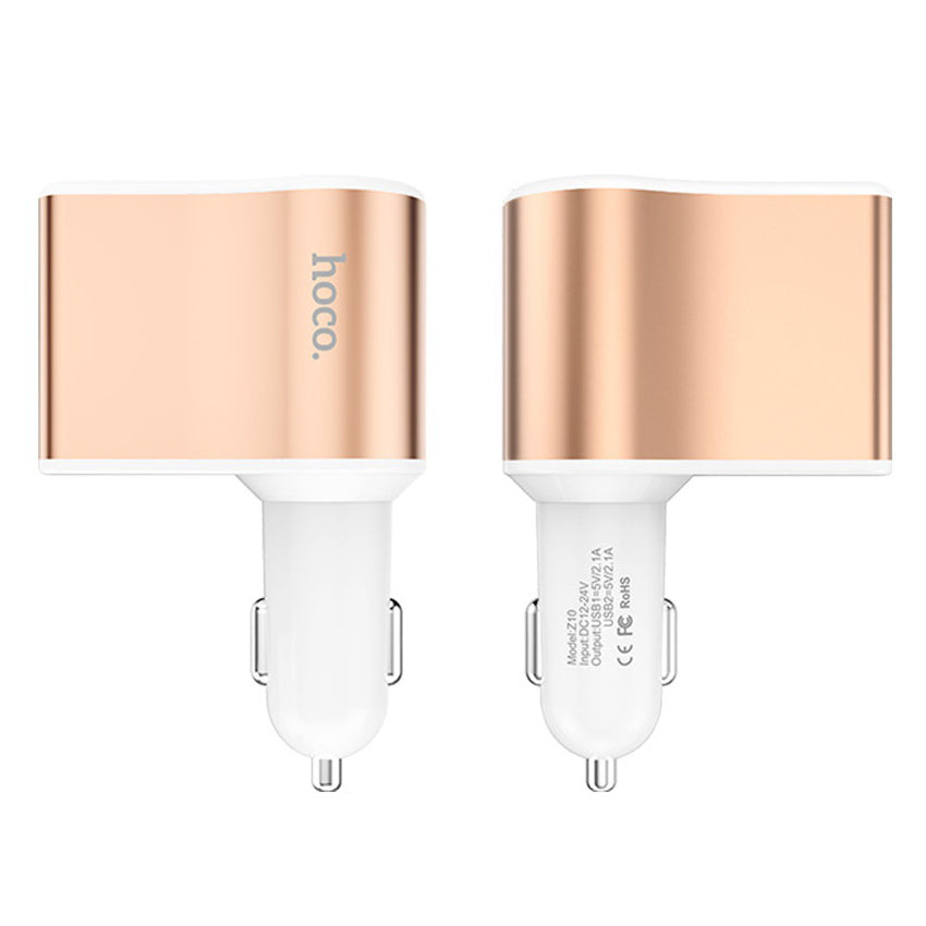 Автомобільне зарядне пристрій Hoco Z10 (2USB 2.1А LCD) Білий