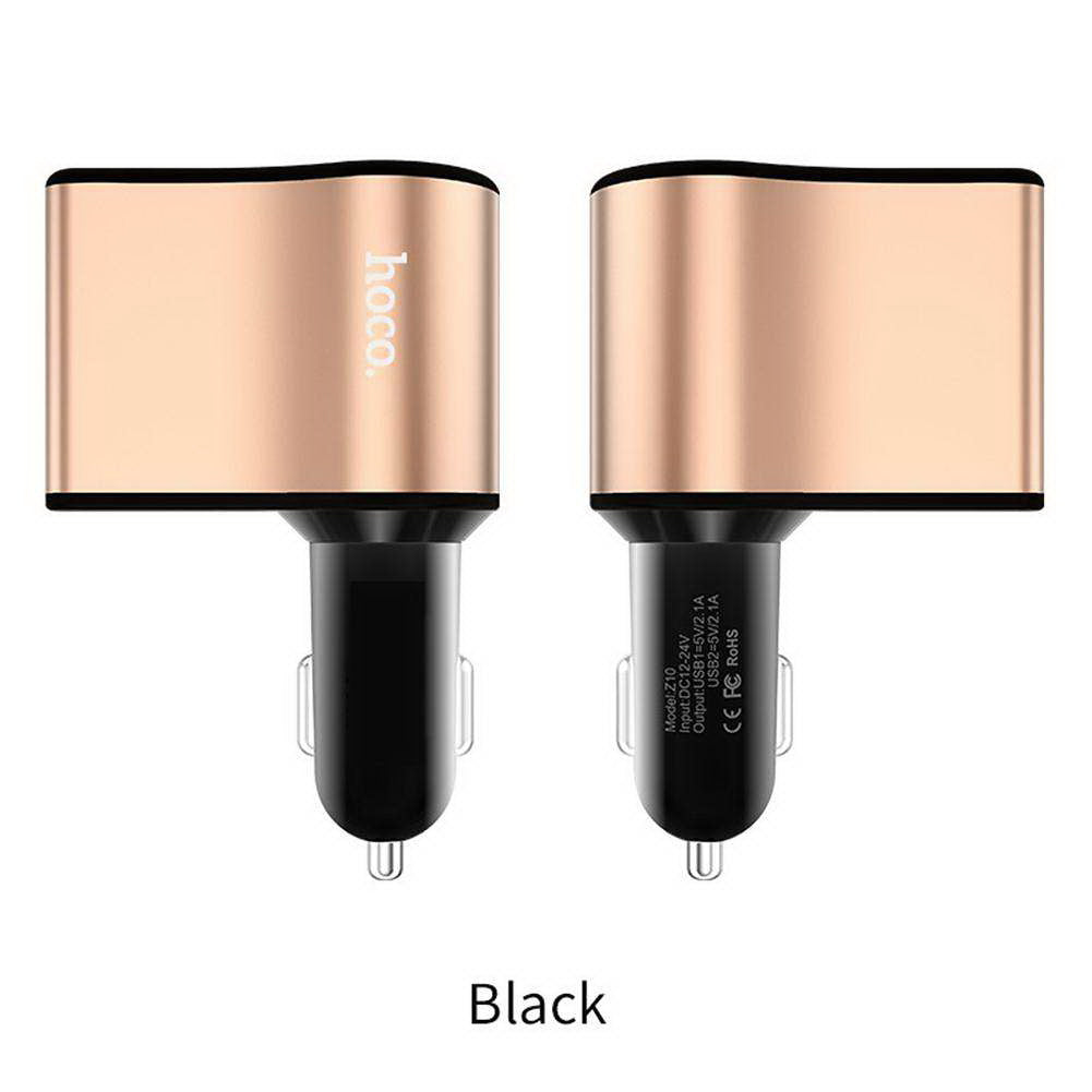 Автомобільний зарядний пристрій Hoco Z10 (2USB 2.1А LCD) Black