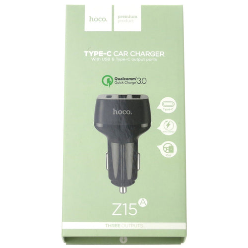 Автомобільне зарядне пристрій Hoco Z15A QC3.0 (2USB+Type-C 4.8А) Чорний