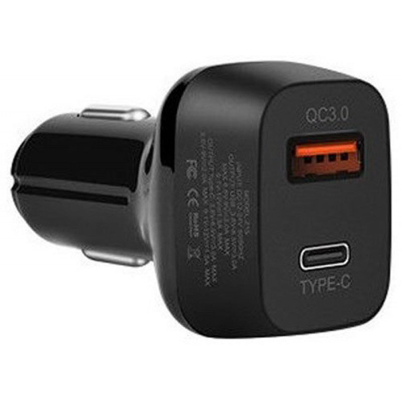 Автомобільне зарядне пристрій Hoco Z15 QC3.0 (1USB 1Type-C 3А) Чорний