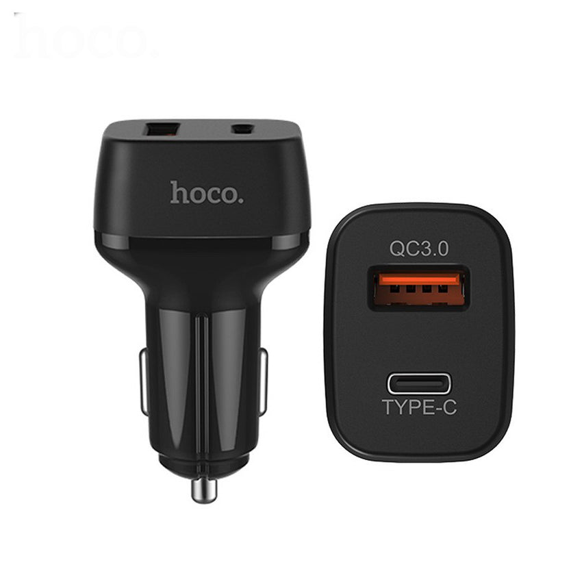 Автомобільне зарядне пристрій Hoco Z15 QC3.0 (1USB 1Type-C 3А) Чорний