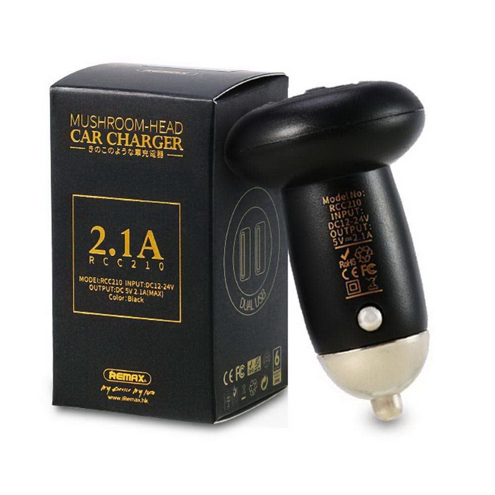 Автомобільний зарядний пристрій Remax Mushroom RCC210 (2USB 2.1A) Чорний