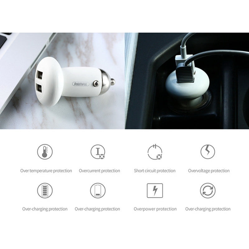 Автомобільний зарядний пристрій Remax Mushroom RCC210 (2USB 2.1A) Білий