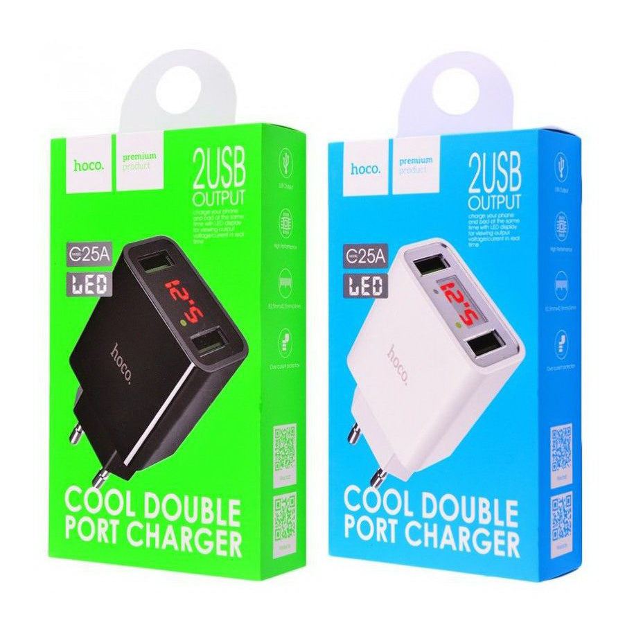Мережеве зарядне пристрій Hoco C25A (2USB 2.2A) Black
