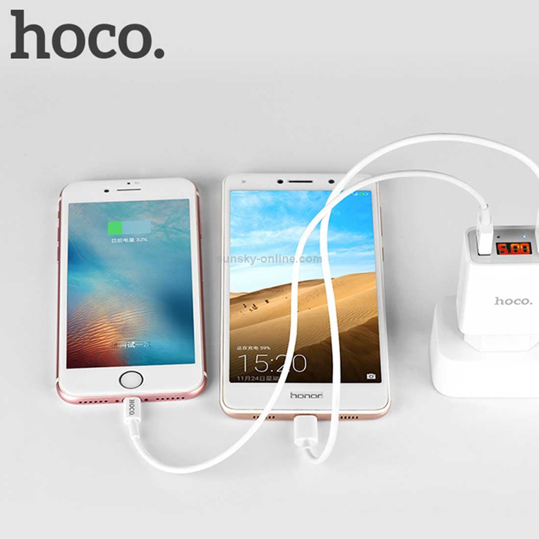 Мережеве зарядне пристрій Hoco C25A (2USB 2.2A) White