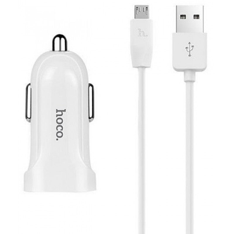 Автомобільний зарядний пристрій Hoco Z2A c Micro USB (2USB 2.4А) Білий