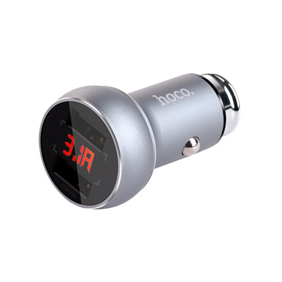Автомобільний зарядний пристрій Hoco Z22 with display (2USB 3.1A) Білий