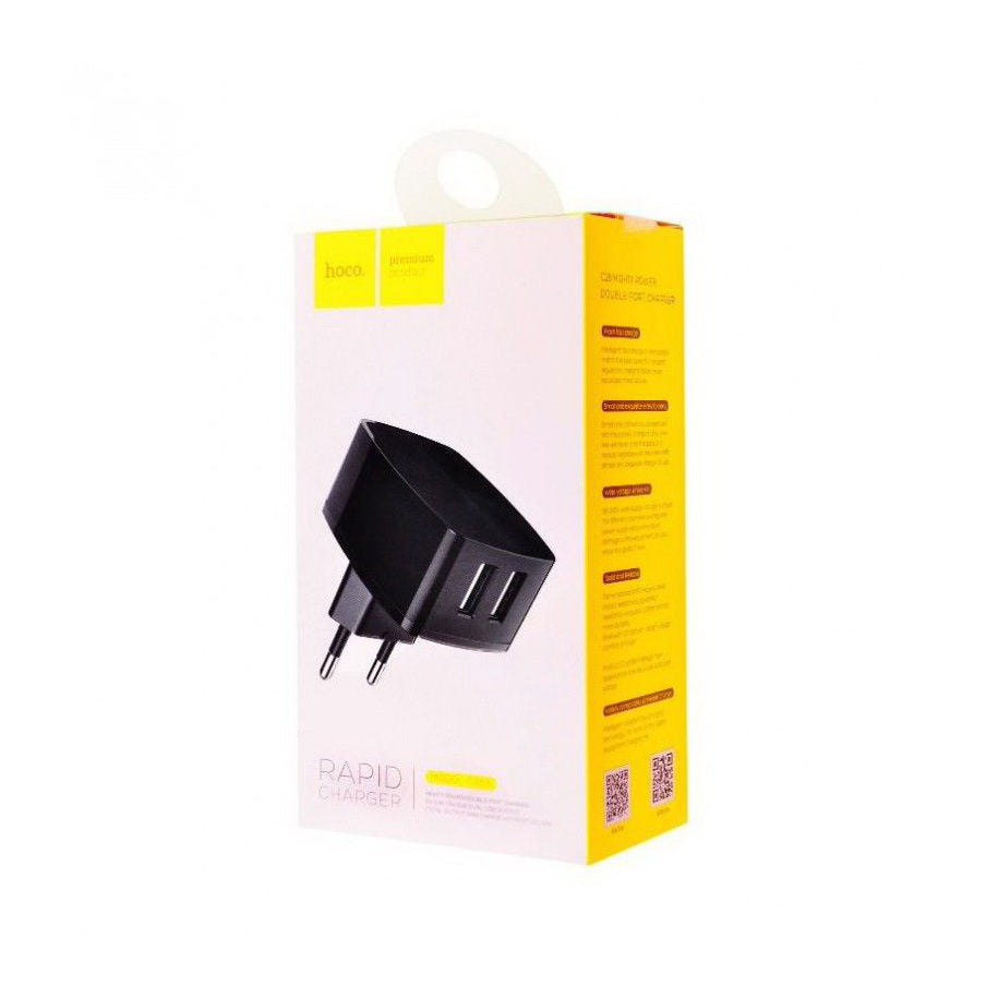 Мережеве зарядне пристрій Hoco C26A Mighty 2USB Black