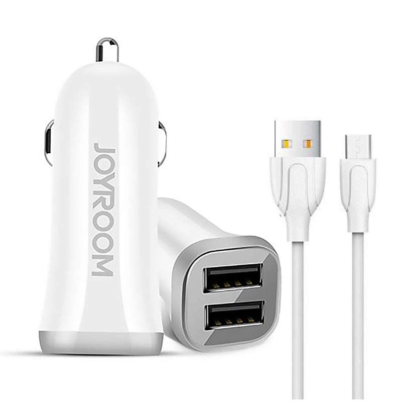 Автомобільний зарядний пристрій Joyroom C-M216 з Micro USB (2USB 3.1А) White
