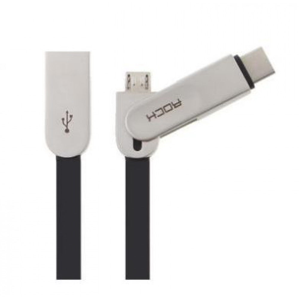 Кабель 2-in-1 Rock Type C+Micro USB Cobblestone 1M Чорний