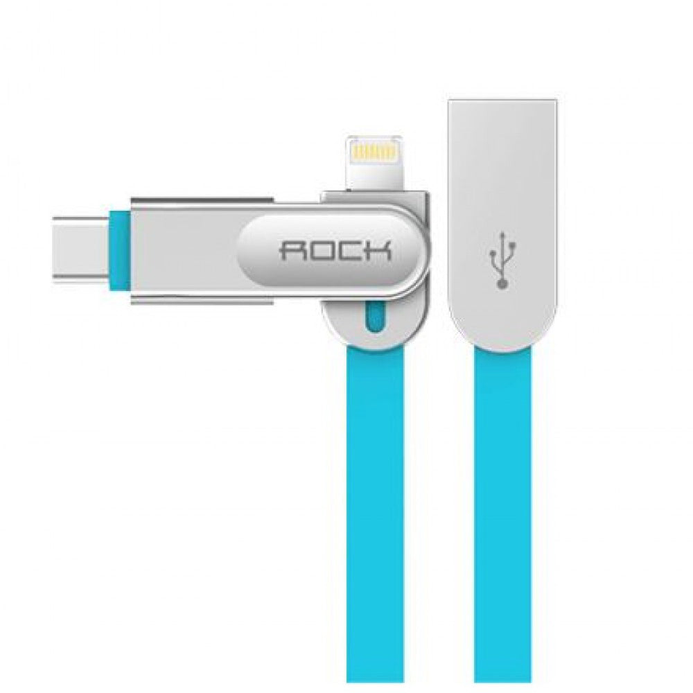 Кабель 2-in-1 Rock Type C+Micro USB Cobblestone 1M Зелений