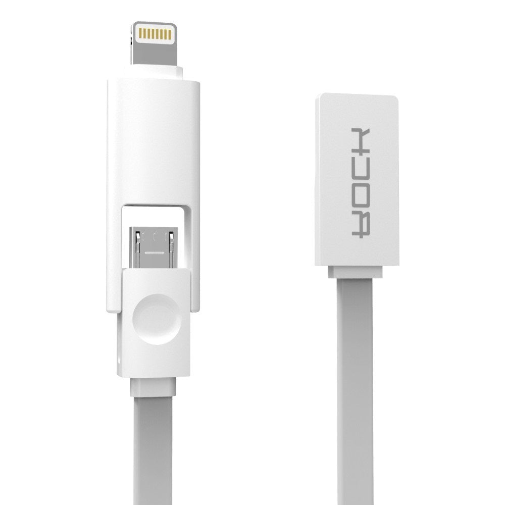 Кабель 2-in-1 Rock Micro USB+Lightning Flat 1M 2.1A Tarnish