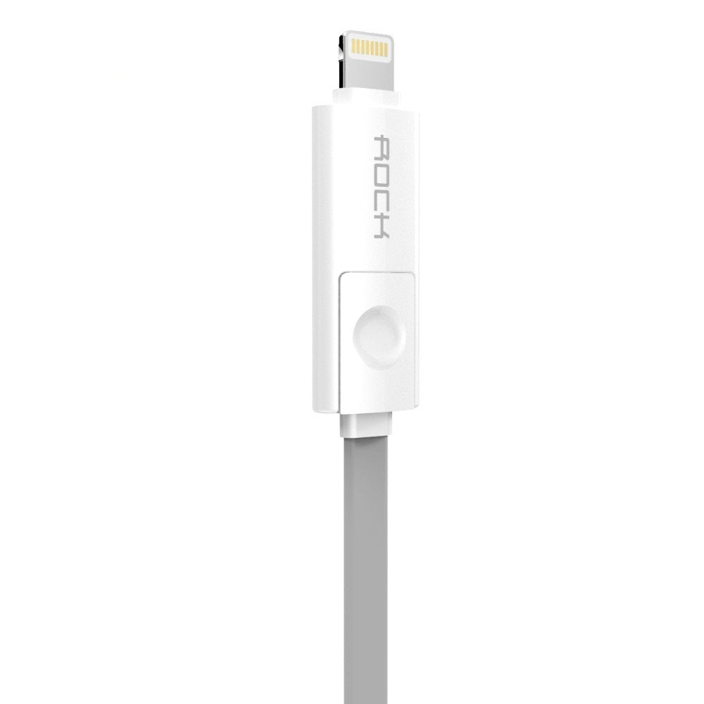 Кабель 2-in-1 Rock Micro USB+Lightning Flat 1M 2.1A Tarnish