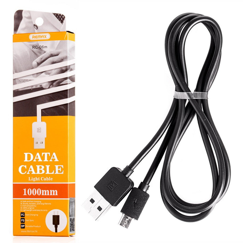 Кабель синхронізації Remax Light Speed RC-06m MicroUSB 1M Black