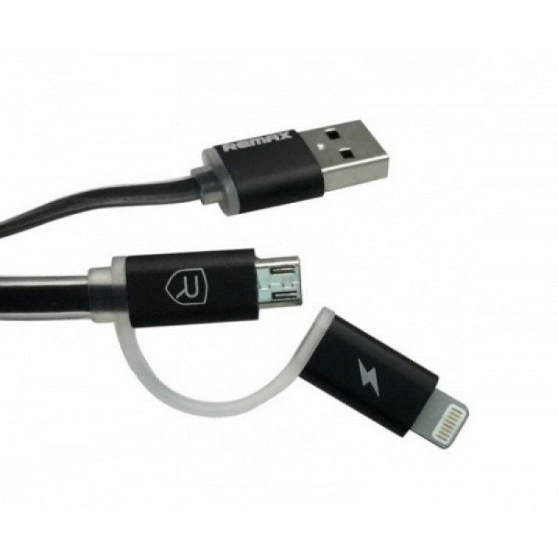 Кабель 2-in-1 Remax Aurora RC-020t Micro-USB+Lightning Чорний