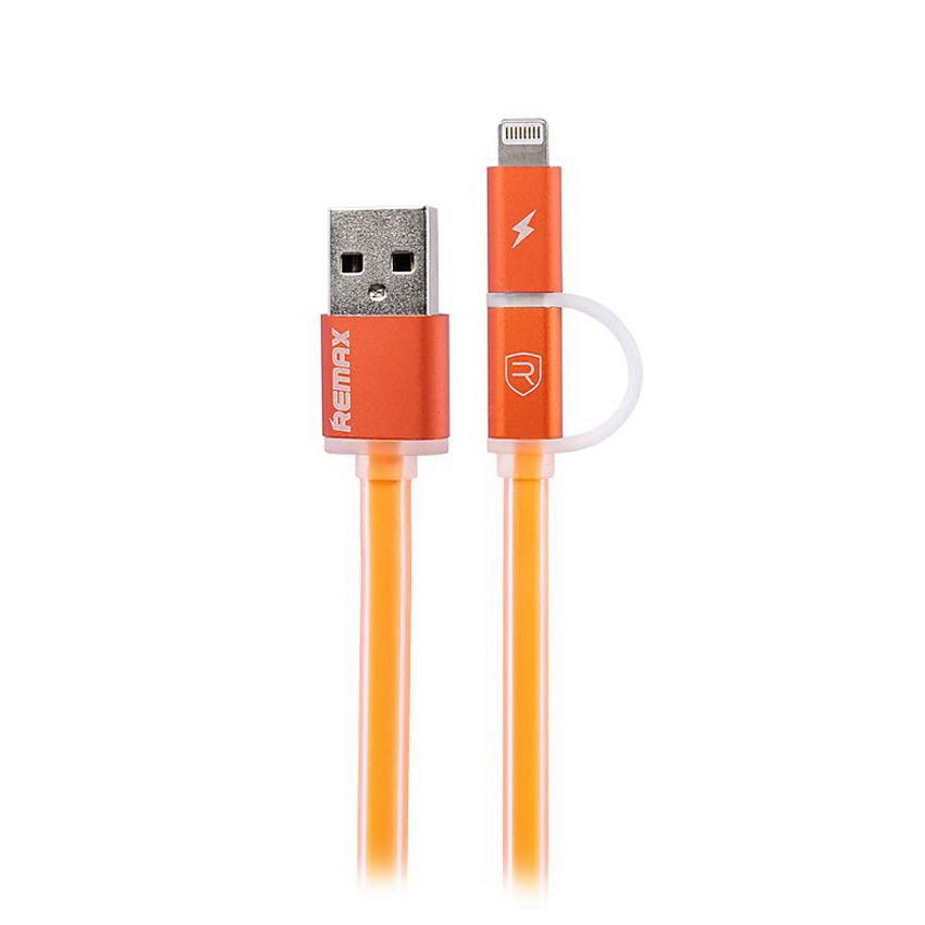 Кабель 2-in-1 Remax Aurora RC-020t Micro-USB+Lightning Помаранчевий