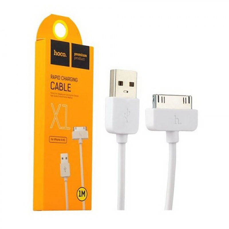 Кабель Hoco X1 RAPID CHARGING CABLE FOR IPHONE 4S/4/IPAD 30-PIN Білий