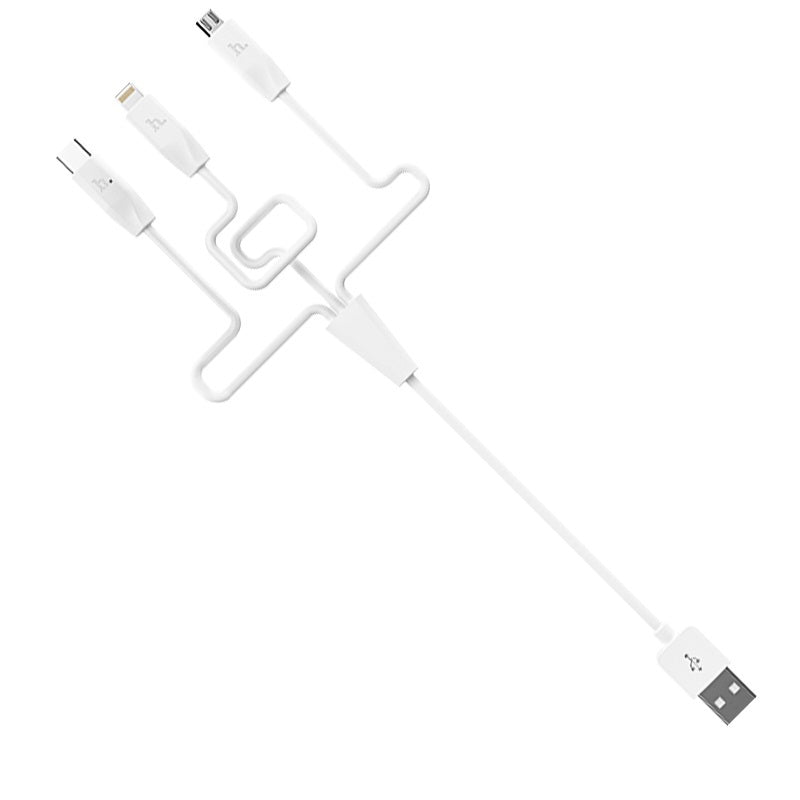 Кабель 3-in-1 Hoco X1 Apple+Micro+Type-C 1M Білий