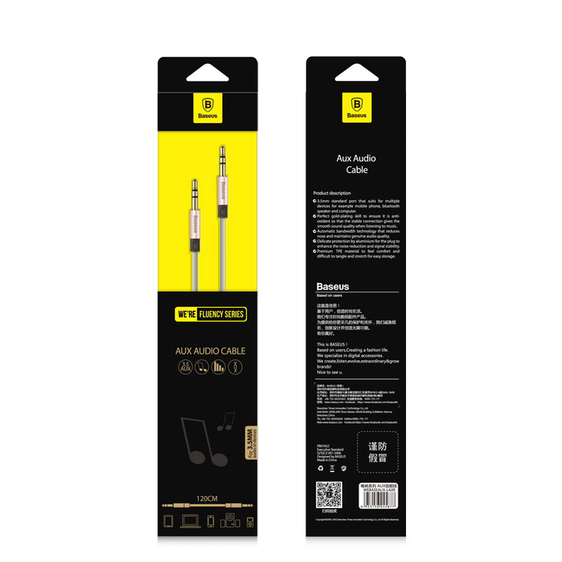 Кабель Baseus Fluency Series AUX Audio 1.2M Luxury Gold