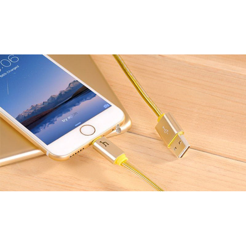 Кабель Hoco Metal Jelly Knitted Lightning UPL12 Gold (1.2m)