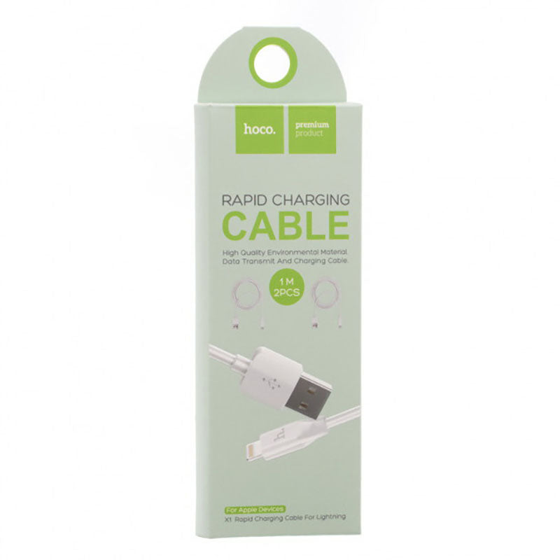 Кабель Hoco X1 (2шт) Lightning-USB 1m Білий